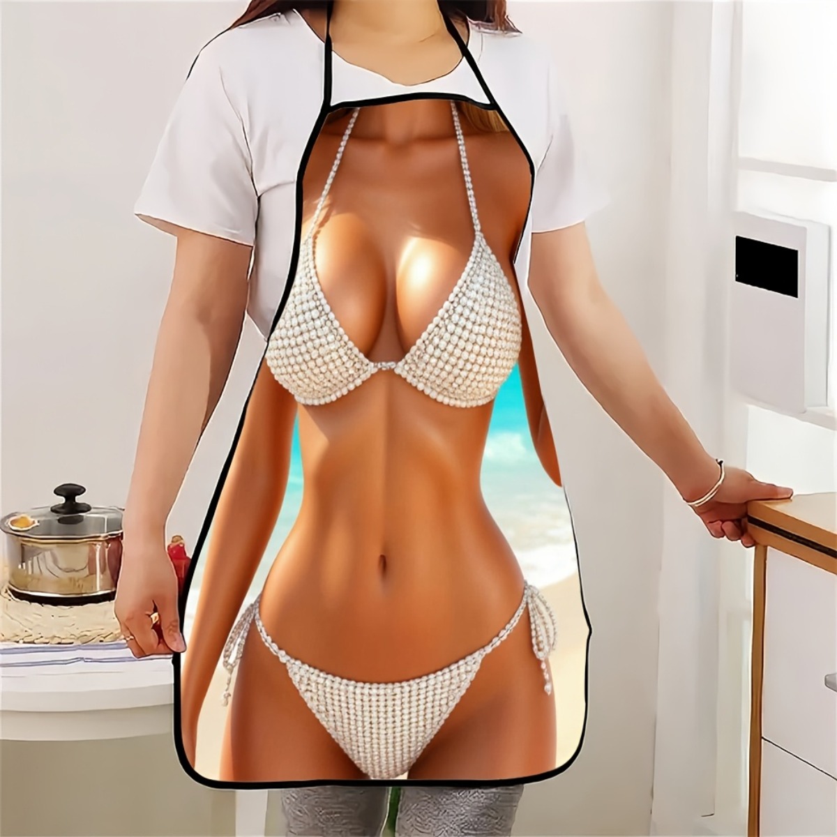 Baking Kitchen At Home - 1pc Avental com Estampa de Biquíni