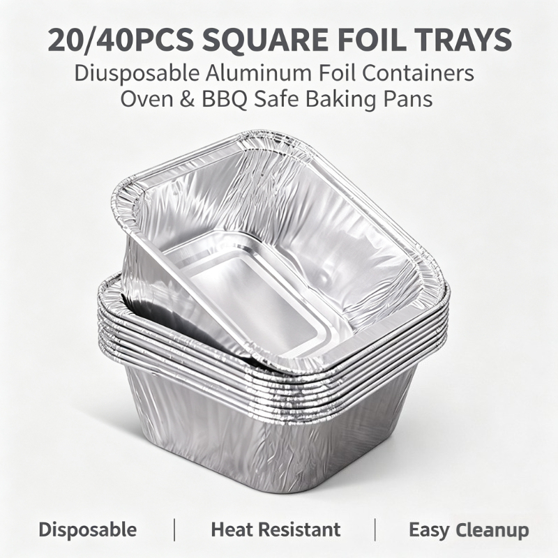 Kitchen Baking Storage Containers - 20/40 Peças Bandejas Quadradas Descartáveis de