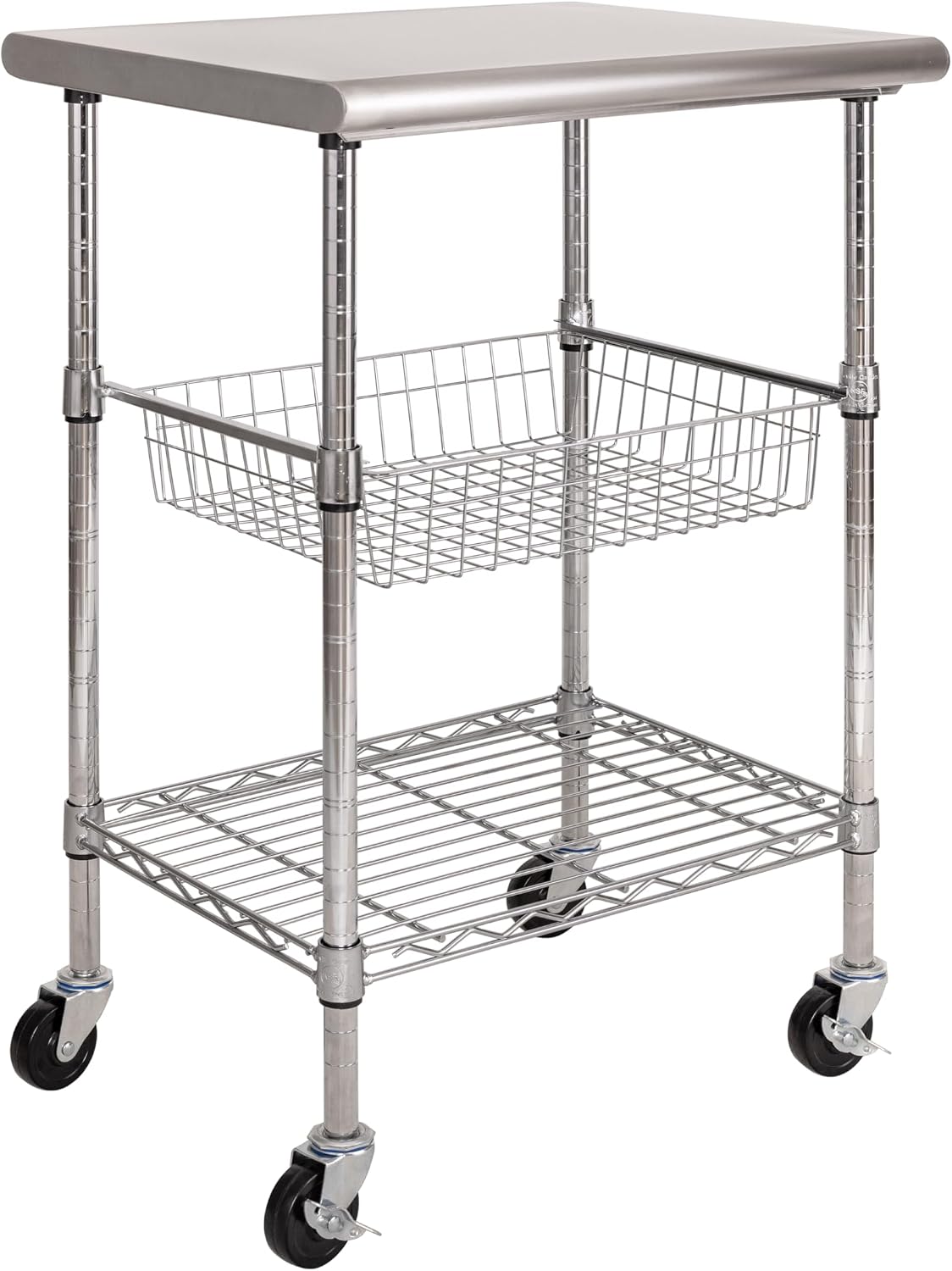 Kitchen Island Baking Table - Carrinho de Preparação Comercial em Aço