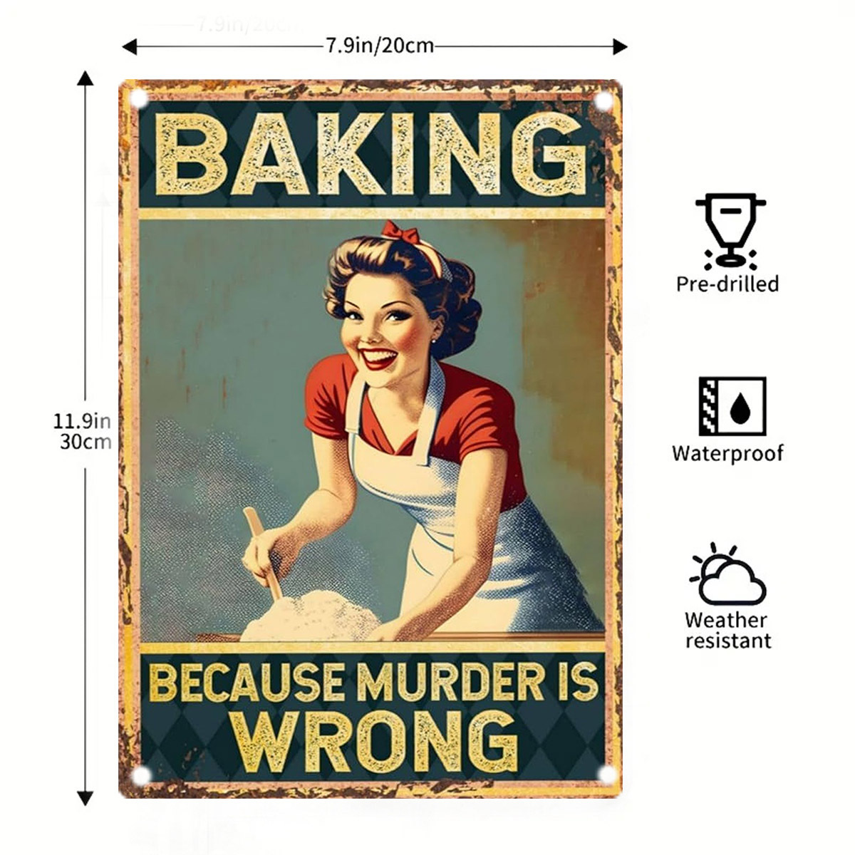 Kitchen Baking Quotes - Placa Decorativa de Metal para Cozinha