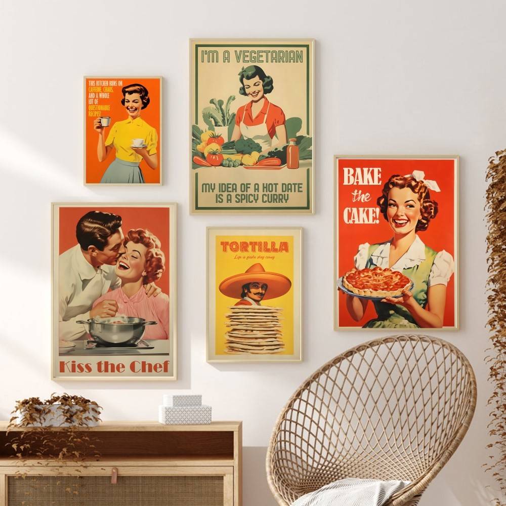 Kitchen Baking Quotes - Pôster de Papel com Citação Retrô
