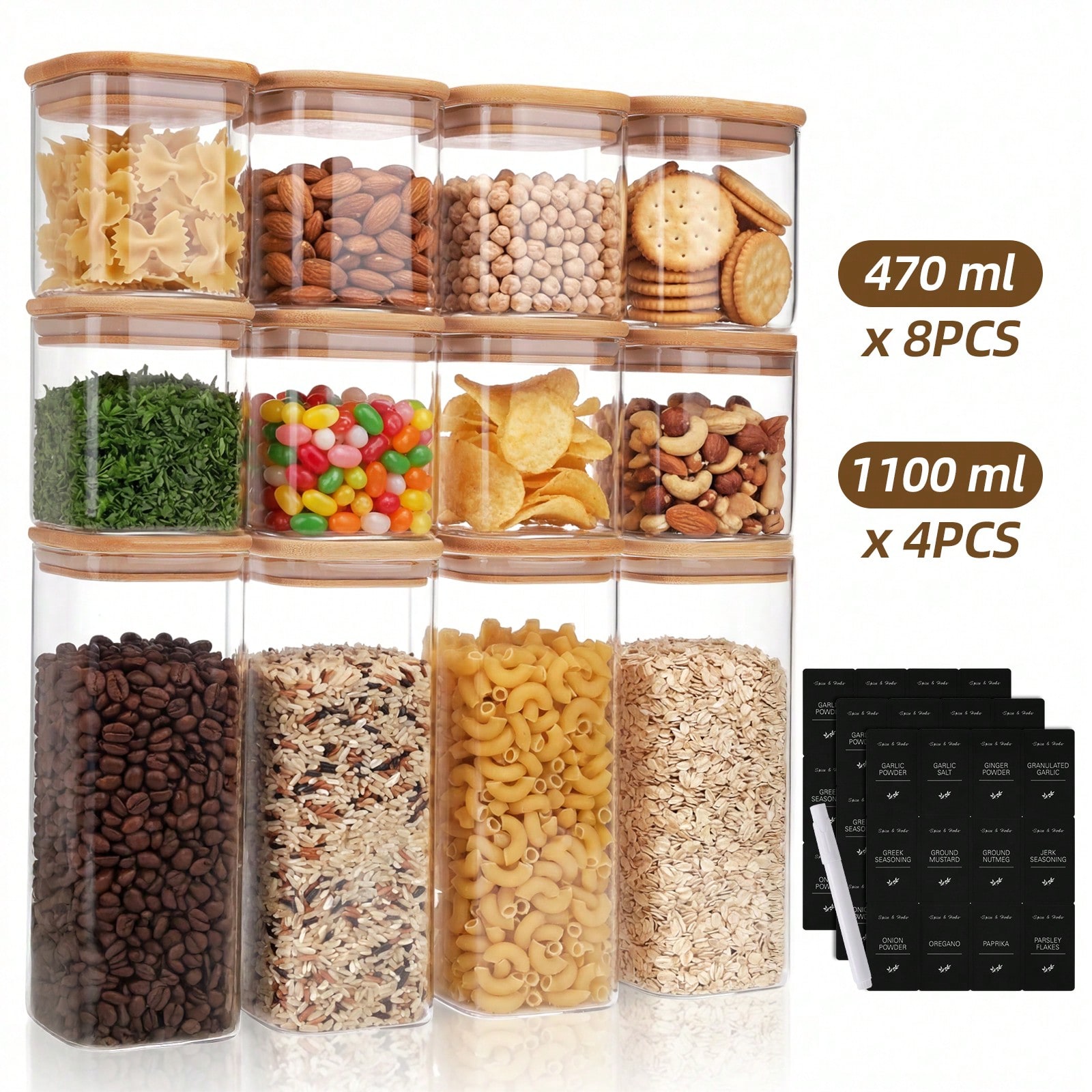 Kitchen Baking Organization - Tomnk 12 recipientes de vidro para
