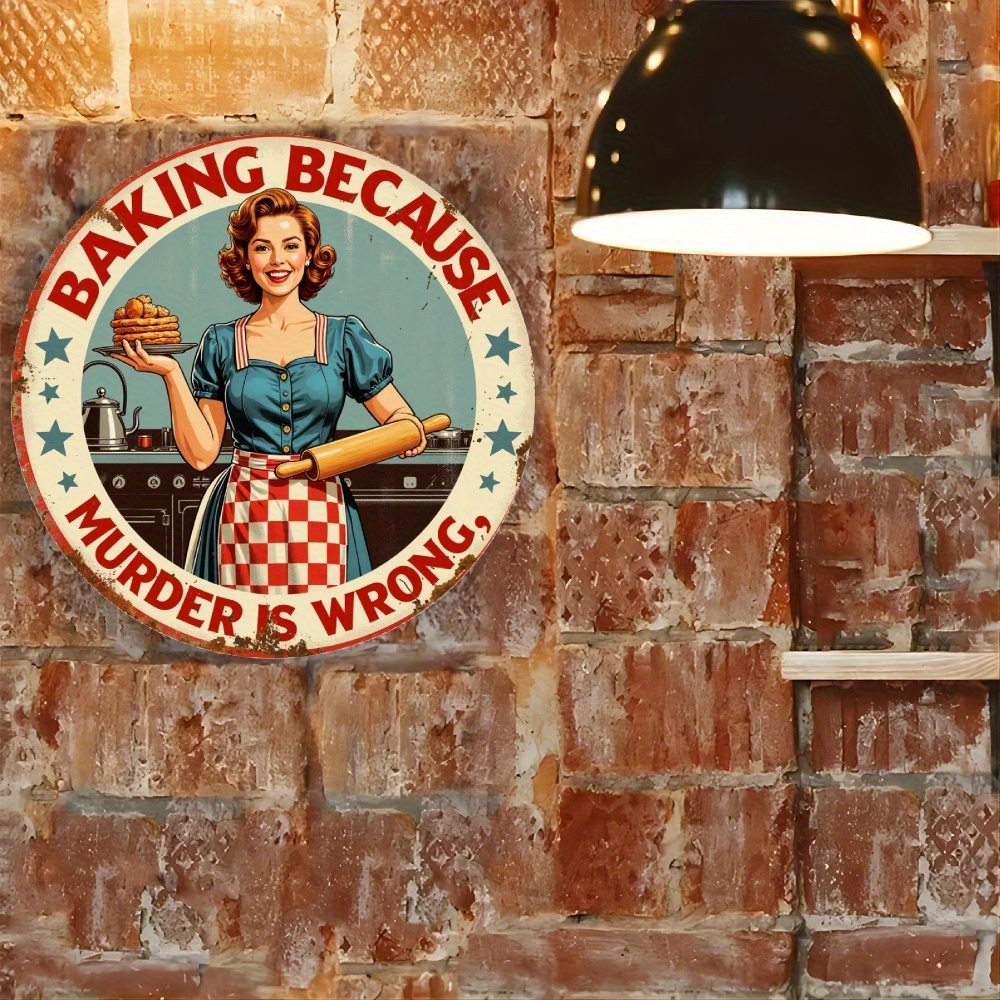 Placa Redonda Vintage de Alumí - Kitchen Baking Quotes avaliação e preço